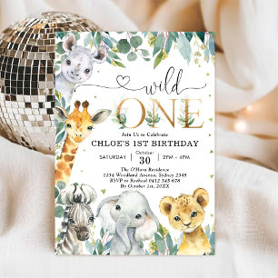 Invitation d'anniversaire 1ère pour les animaux de