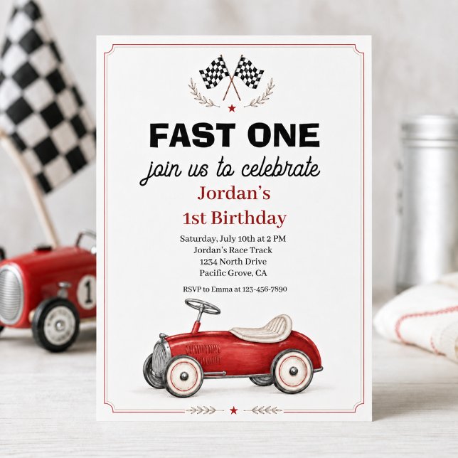 Invitation d'anniversaire 1ère pour une voiture de (Créateur téléchargé)