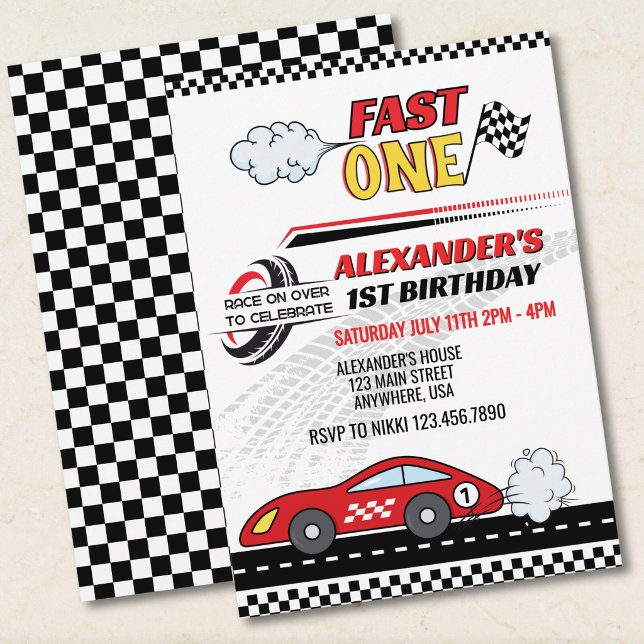 Invitation d'anniversaire 1ère pour une voiture de (Créateur téléchargé)