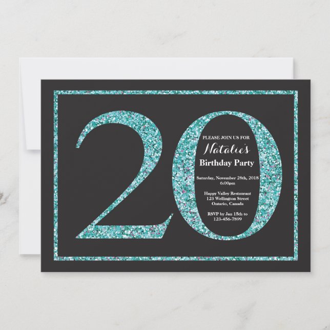 Invitation d'anniversaire 20 ans Tableau Noir Pail (Devant)