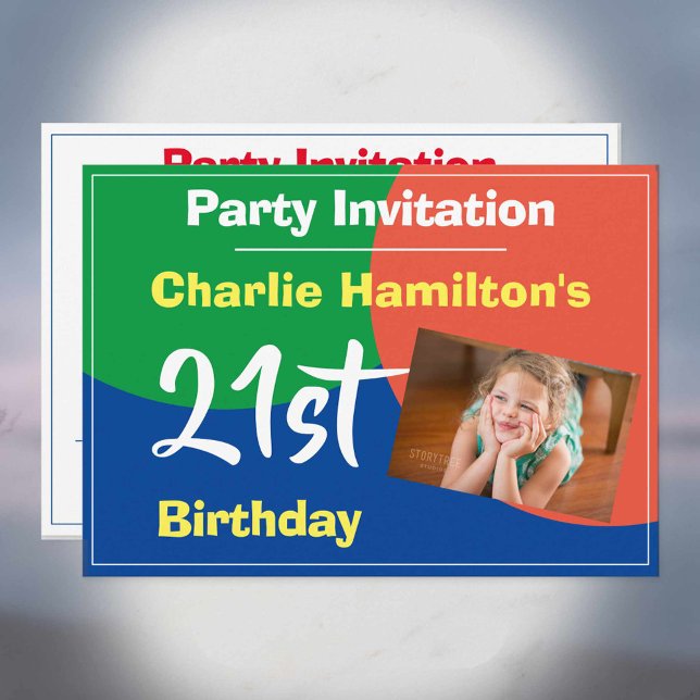 Invitation d'anniversaire 21 ans avec photo (Créateur téléchargé)