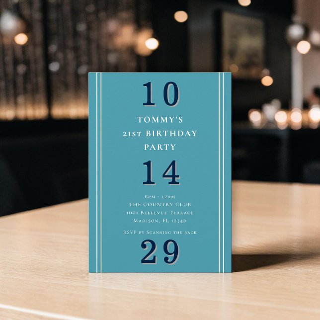 Invitation d'anniversaire 21 ans avec typographie  (Créateur téléchargé)