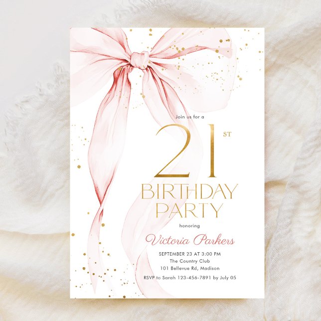 Invitation d'anniversaire 21 ans avec un élégant n (Créateur téléchargé)
