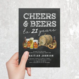 Invitation d'anniversaire 21 ans Cheers and Beers