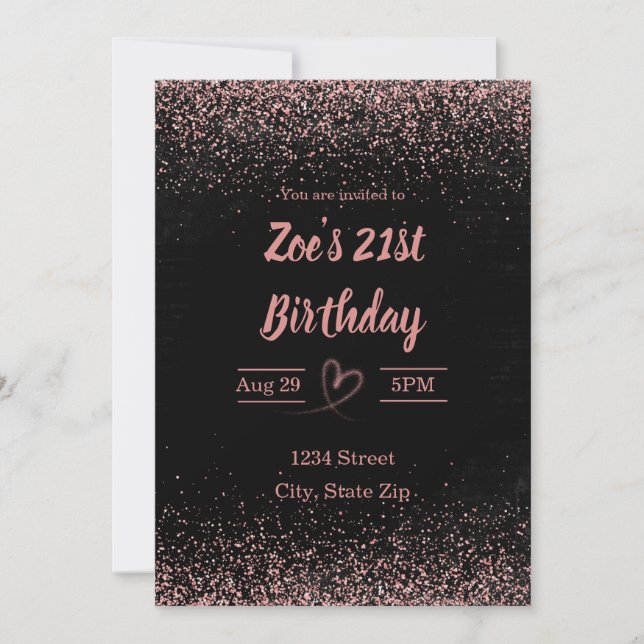 Invitation d'anniversaire 21 ans – Confettis Paill (Devant)