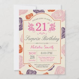 Invitation d'anniversaire 21 ans Fleurs Surprise R