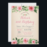 Invitation d'anniversaire 21 ans Floral Surprise R<br><div class="desc">Invitation d'anniversaire 21 ans Floral Surprise Rose Fleur aquarelle. Anniversaire adulte. Invitation fête d'anniversaire femme. Fleur rose florale. Vintage. 13ème 15ème 16ème 18ème 20ème 21ème 30ème 40ème 50ème 60ème 70ème 80ème 90ème 100ème, Tous âges. Pour une personnalisation plus poussée, veuillez cliquer sur le bouton "Personnaliser" et utiliser notre outil de...</div>