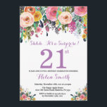 Invitation d'anniversaire 21 ans Floral Surprise V<br><div class="desc">Invitation d'anniversaire 21 ans Floral Surprise pour femmes. Fleur florale aquarelle. Fleur rose, jaune, orange, violette. Anniversaire adulte. 30e 40e 50e 60e 70e 80e 90e 100e 13e 15e 16e 18e 20e 21e Tout âge. Pour une personnalisation plus poussée, veuillez cliquer sur le bouton "Personnaliser" et utiliser notre outil de conception...</div>
