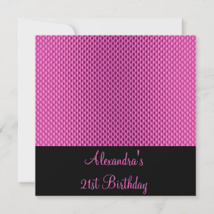 Invitation d'anniversaire 21 ans glamour rose méta