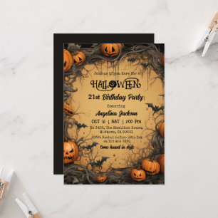Invitation d'anniversaire 21 ans Halloween Citroui