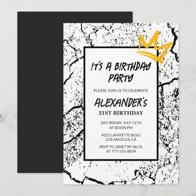 Invitation d'anniversaire 21 ans Hommes Fête Graff (Devant / Derrière)