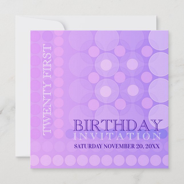 Invitation d'anniversaire 21 ans motif funky point (Devant)