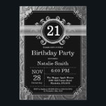 Invitation d'anniversaire 21 ans noir et paillette<br><div class="desc">Invitation d'anniversaire 21 ans avec fond noir et paillettes argentées. Anniversaire adulte. Anniversaire homme ou femme. Invitation d'anniversaire pour garçon ou fille, adolescent ou adolescente, fête d'anniversaire. 13e, 15e, 16e, 18e, 20e, 21e, 30e, 40e, 50e, 60e, 70e, 80e, 90e, 100e. Tout âge. Pour une personnalisation supplémentaire, veuillez cliquer sur le...</div>