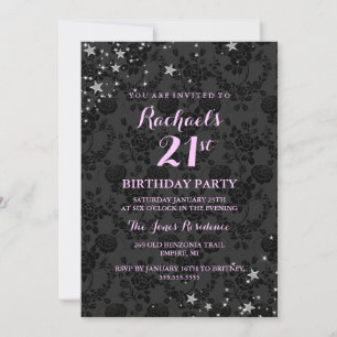 Invitation d'anniversaire 21 ans Sparkle Stars