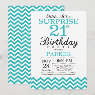 Invitation d'anniversaire 21 ans surprise Chevron 