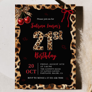 Invitation d'anniversaire 21 ans thème guépard léo
