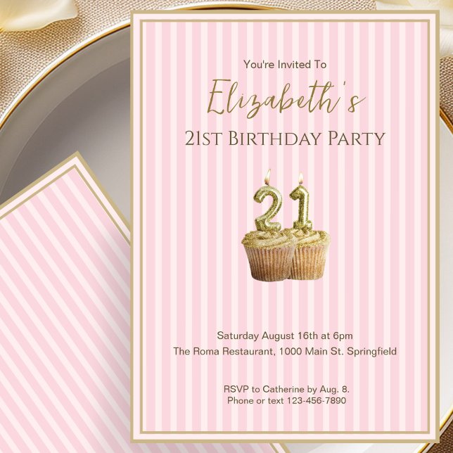 Invitation d'anniversaire 21 ans unique en or rose (Créateur téléchargé)