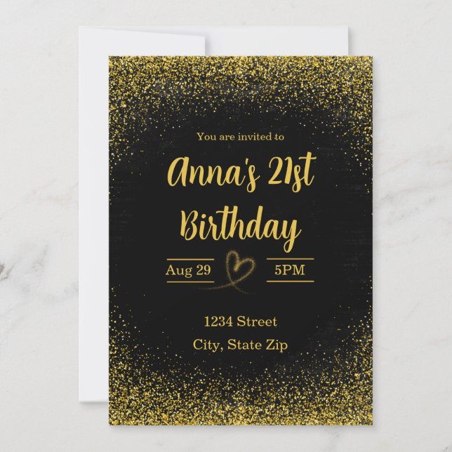 Invitation d'anniversaire 21 ans – Vingt et un en  (Devant)