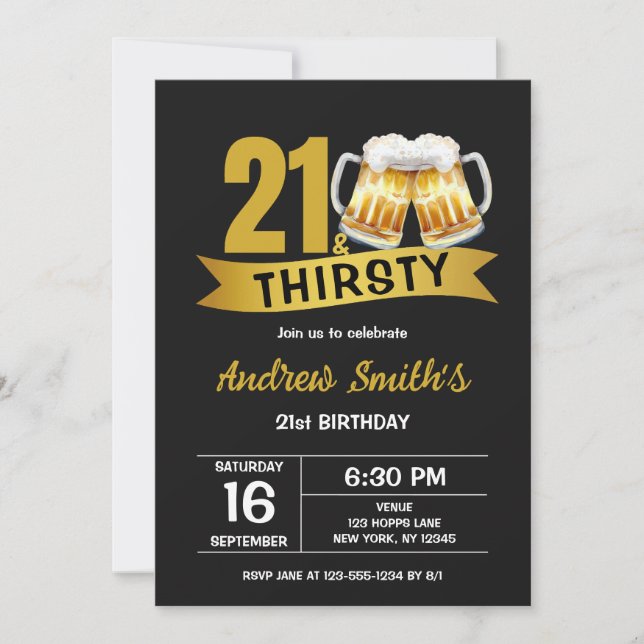 Invitation d'anniversaire 21 & SOIF-21 (Devant)