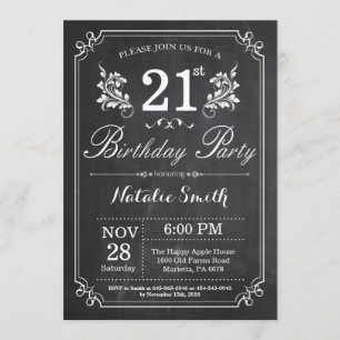 Invitation d'anniversaire 21e tableau de bord flor