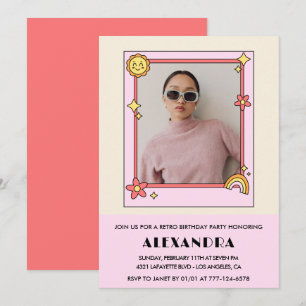 Invitation d'anniversaire 22 ans Retro Groovy Fleu