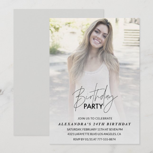Invitation d'anniversaire 24 ans Fête d'anniversai (Devant / Derrière)