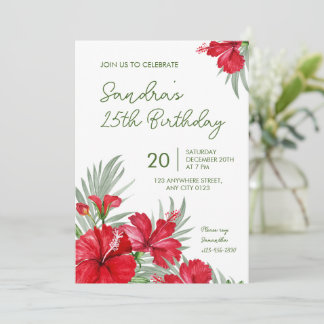 Invitation d'anniversaire 25 ans Floral Tropical