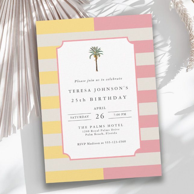 Invitation d'anniversaire 25 ans Pastel Stripes Pa (Available in both printed and instant download digital formats.)