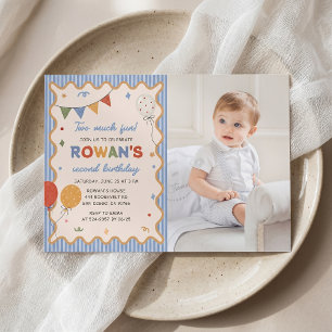 Invitation d'anniversaire 2 ans colorée Deux Trop