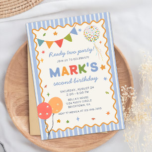 Invitation d'anniversaire 2 ans colorée et amusant