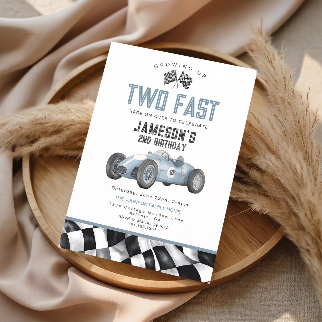 Invitation d'anniversaire 2 ans de voiture de cour (Créateur téléchargé)