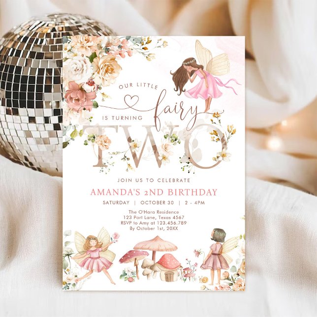 Invitation d'anniversaire 2 ans Fée Fleur Sauvage  (Créateur téléchargé)