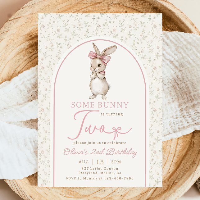 Invitation d'anniversaire 2 ans fille lapin Coquet (Créateur téléchargé)