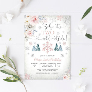 Invitation d'anniversaire 2 ans Floral d'Hiver