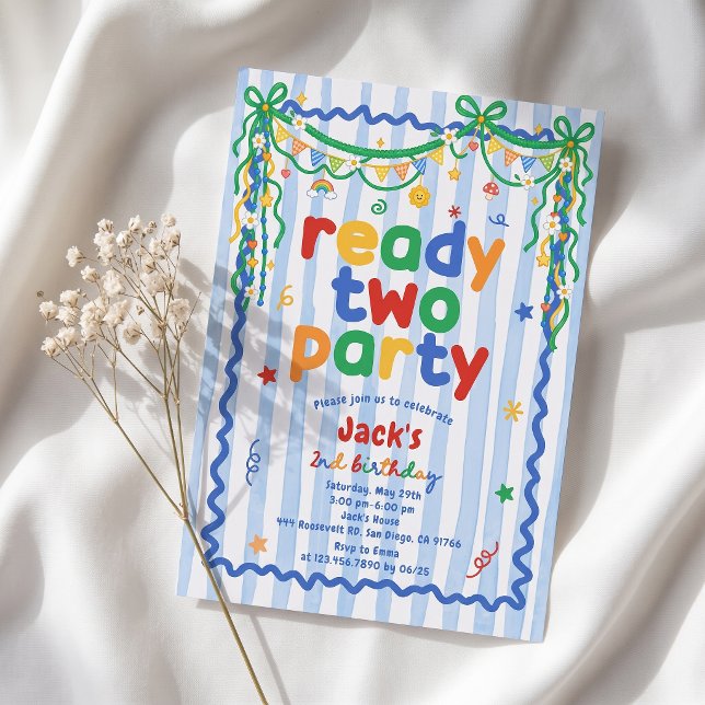 Invitation d'anniversaire 2 ans garçon Ready Two P (Créateur téléchargé)
