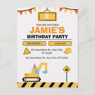 Invitation d'anniversaire 2 ans Garçons Camion de