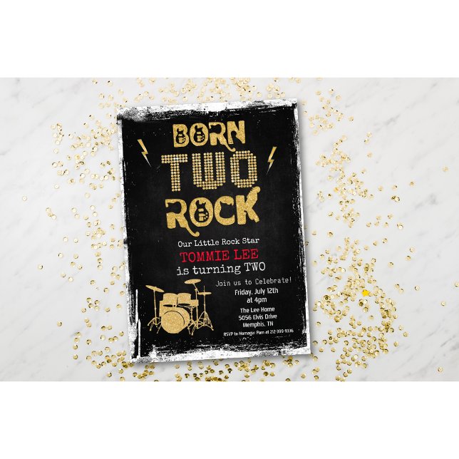 Invitation d'anniversaire 2 ans NÉ DEUX Rock Star (Créateur téléchargé)
