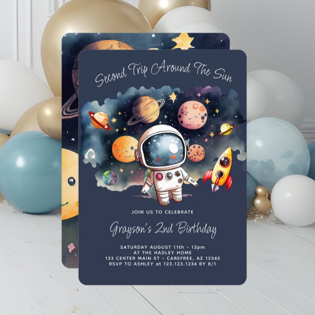 Invitation d'anniversaire 2 ans planètes espace ex (Créateur téléchargé)