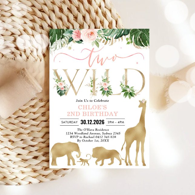 Invitation d'anniversaire 2 ans pour deux animaux  (Créateur téléchargé)