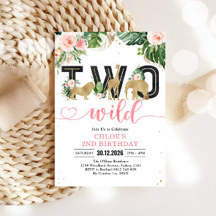 Invitation d'anniversaire 2 ans pour deux animaux 