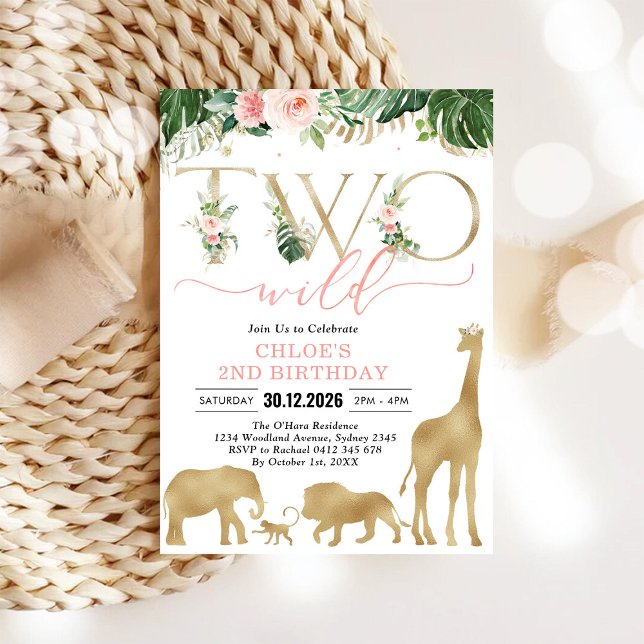 Invitation d'anniversaire 2 ans pour Deux Animaux  (Créateur téléchargé)