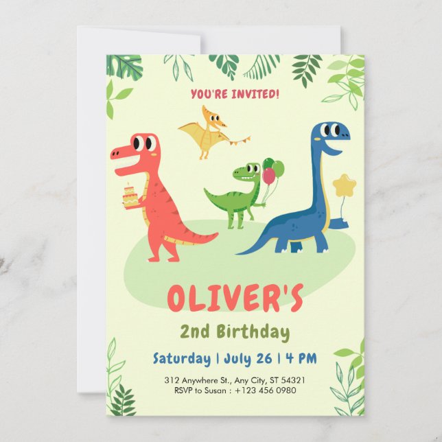 Invitation d'anniversaire 2 ans pour enfants avec  (Devant)