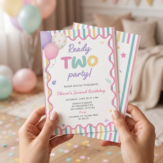 Invitation d'anniversaire 2 ans pour fille à la fê (Créateur téléchargé)