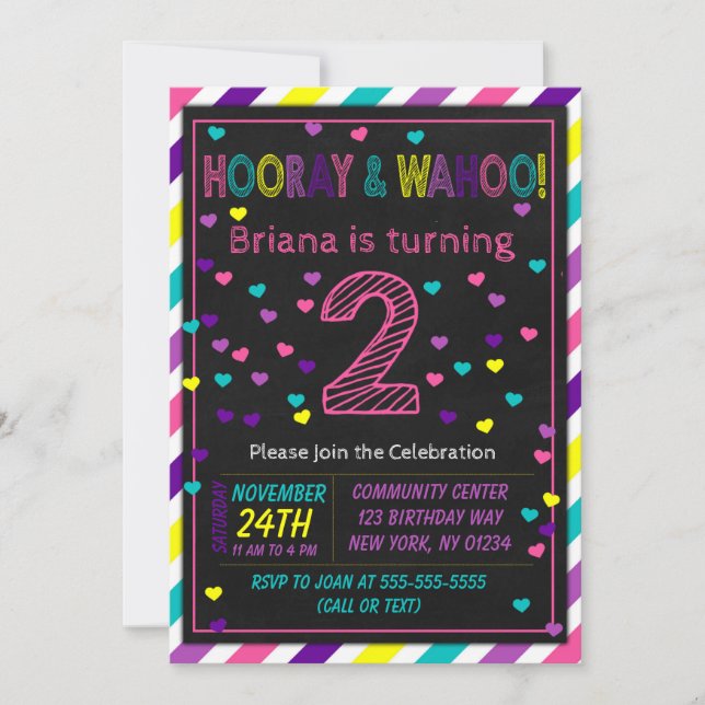 Invitation d'anniversaire 2 ans pour l'anniversair (Devant)