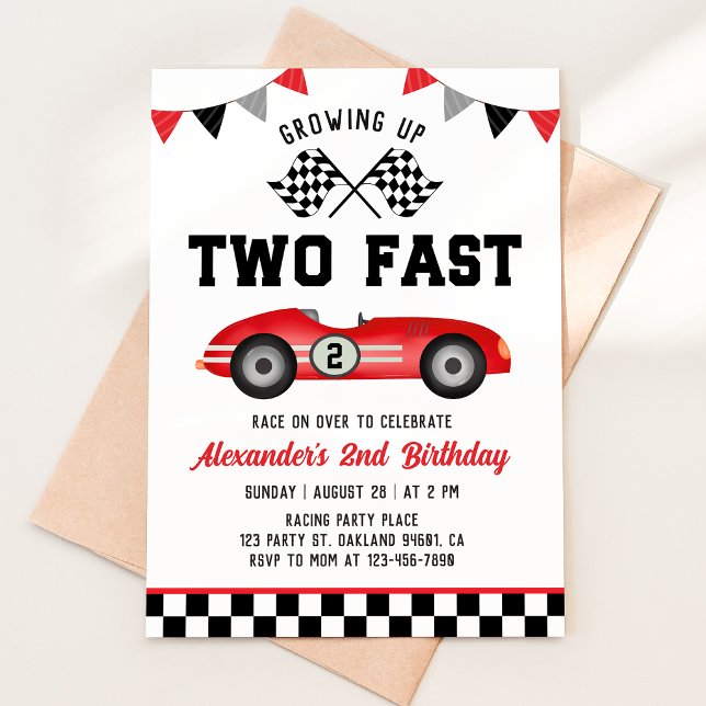 Invitation d'anniversaire 2 ans pour une voiture d (Créateur téléchargé)