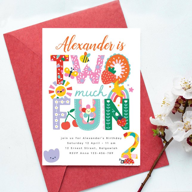 Invitation d'anniversaire 2 ans, Printemps Coloré, (Créateur téléchargé)