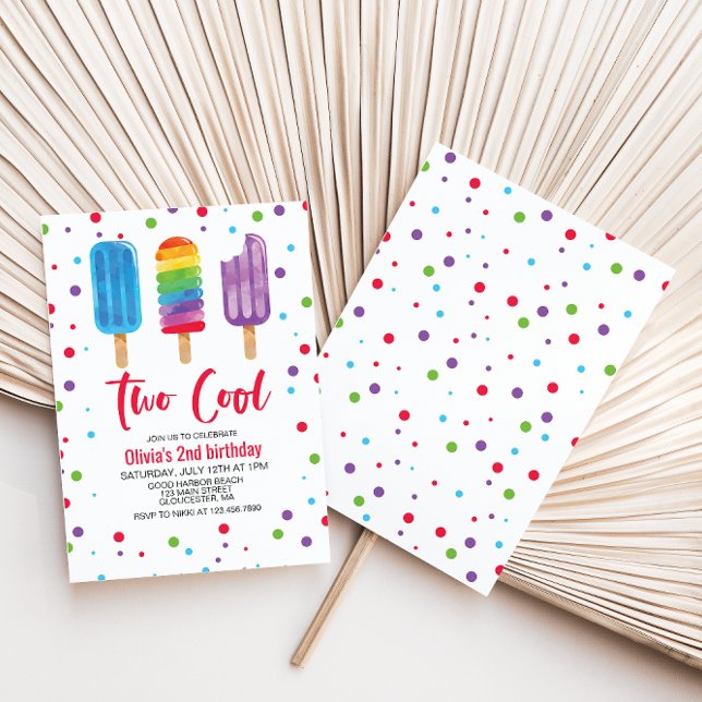 Invitation d'anniversaire 2 ans Rainbow Ice Pops T (Créateur téléchargé)