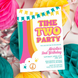 Invitation d'anniversaire 2 ans Retro Time Two Par
