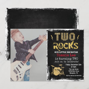 Invitation d'anniversaire 2 ans Rockstar Drumset A