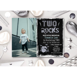 Invitation d'anniversaire 2 ans Rockstar Drumset A